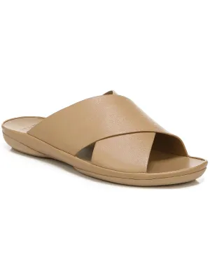 Genn-Stroll Womens Leather Criss-Cross Front Slide Sandals