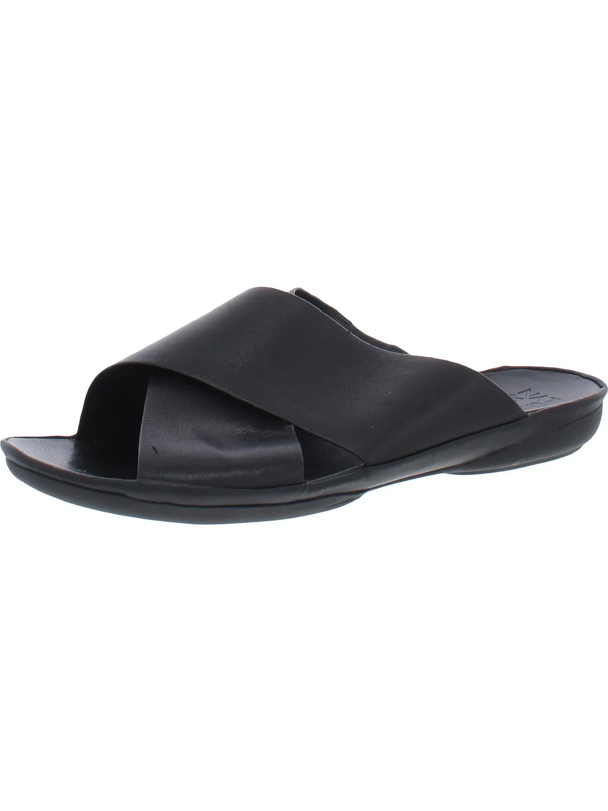 Genn-Stroll Womens Leather Criss-Cross Front Slide Sandals