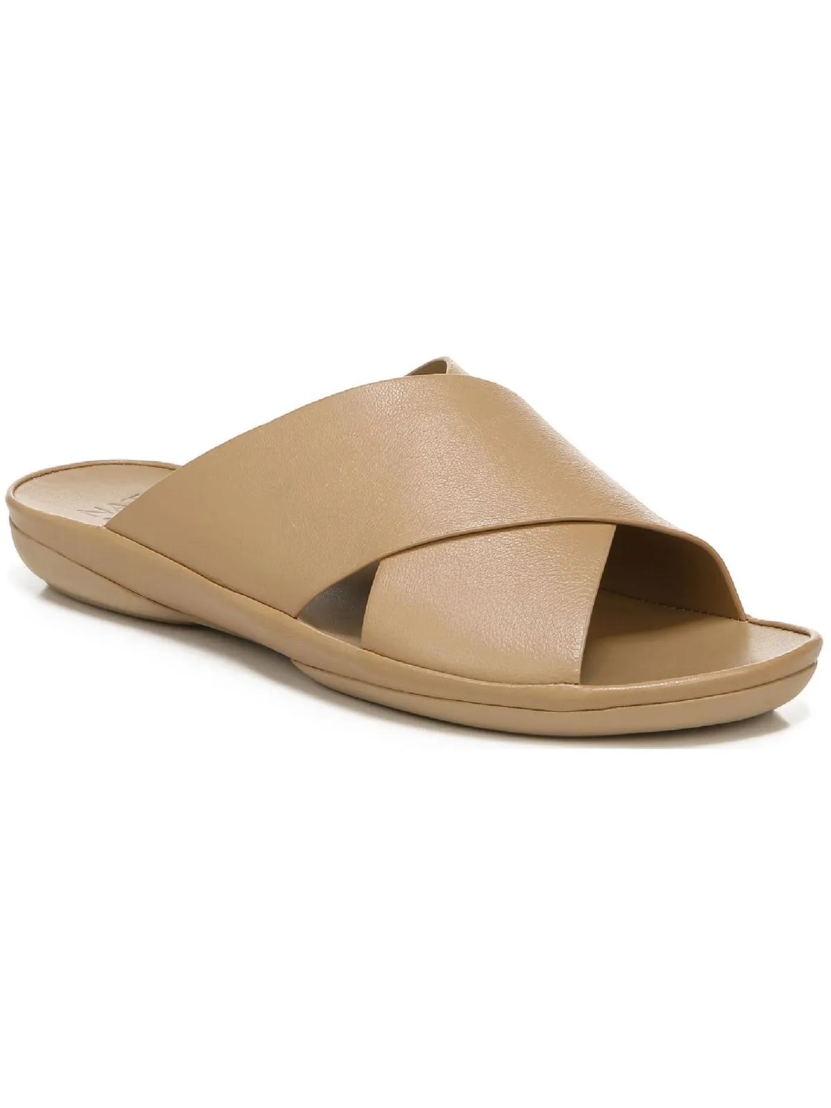 Genn-Stroll Womens Leather Criss-Cross Front Slide Sandals