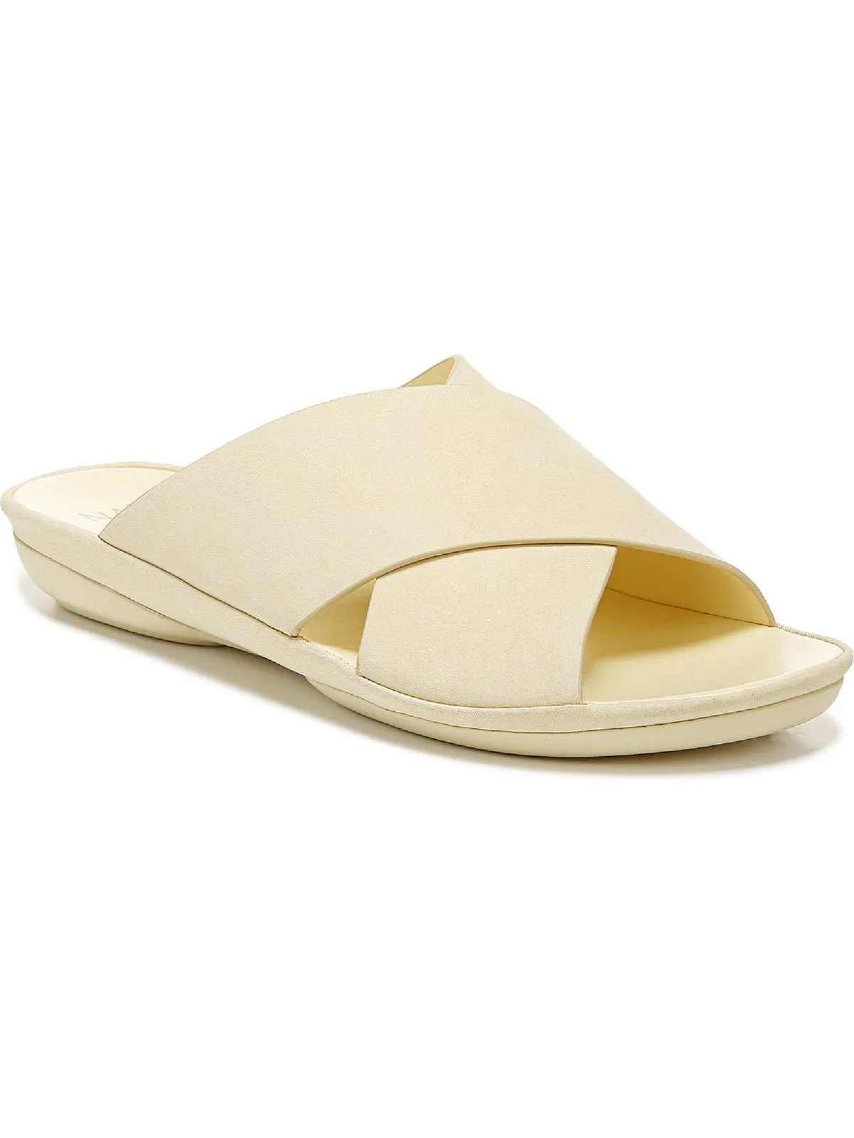 Genn-Stroll Womens Leather Criss-Cross Front Slide Sandals