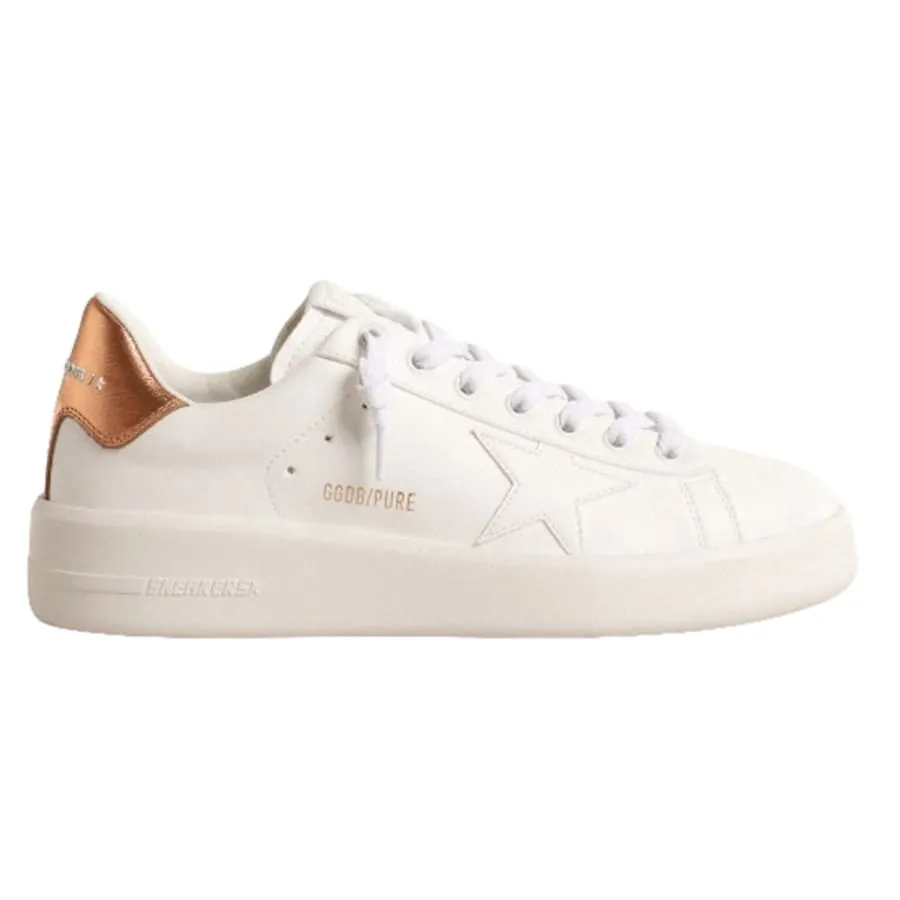 Golden Goose Purestar Bio-Based White Star and Bronze Metallic Heel Tab Women's Sneakers