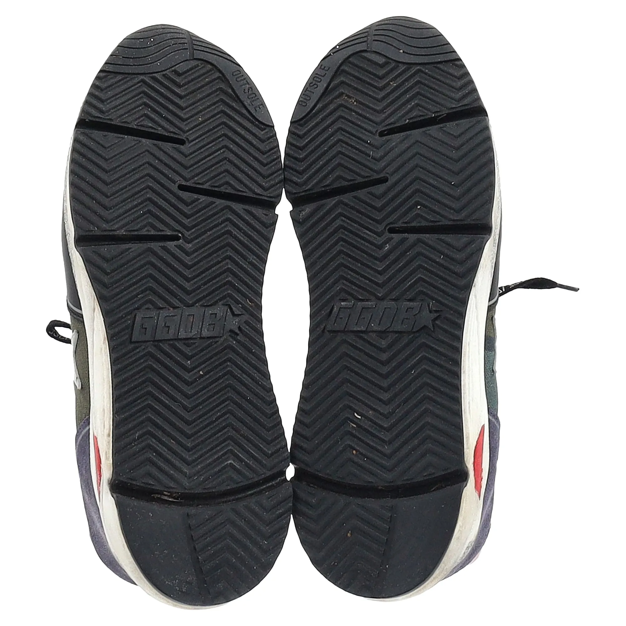 Golden Goose Running Sole Camouflage Sneakers in Multicolor Leather and Canvas