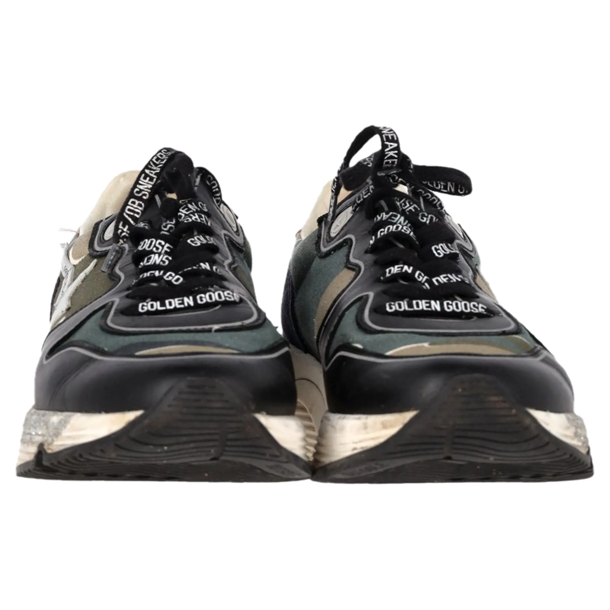 Golden Goose Running Sole Camouflage Sneakers in Multicolor Leather and Canvas