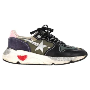 Golden Goose Running Sole Camouflage Sneakers in Multicolor Leather and Canvas