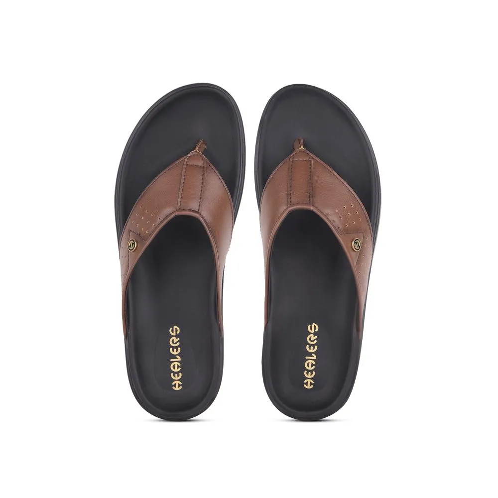 Healers Casual Tan Slippers For Men LEEKS-1 By Liberty