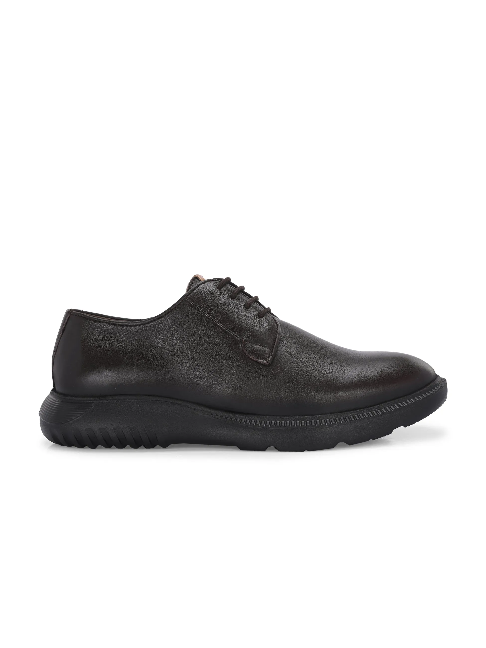 HITZ Men's Brown Leather Casual Lace Up Shoes