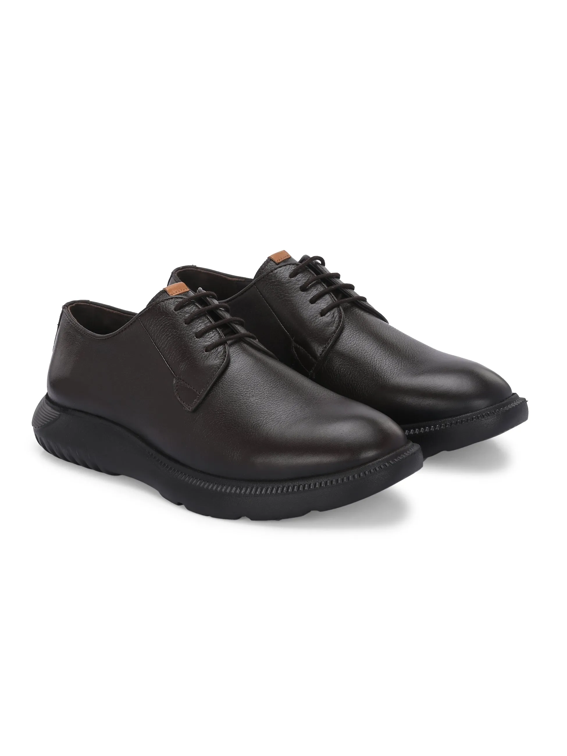 HITZ Men's Brown Leather Casual Lace Up Shoes