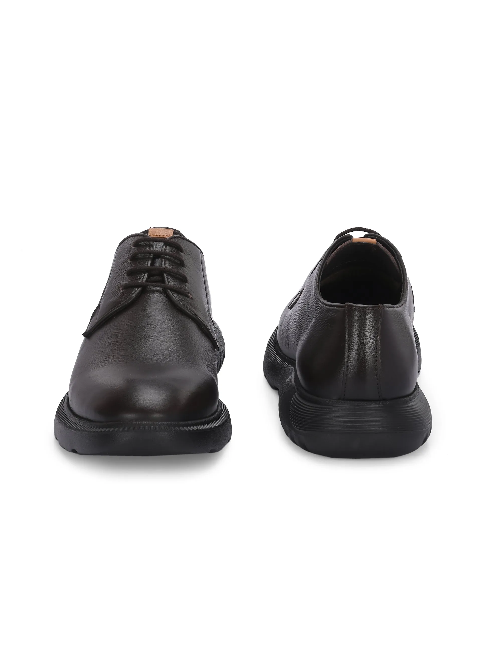 HITZ Men's Brown Leather Casual Lace Up Shoes