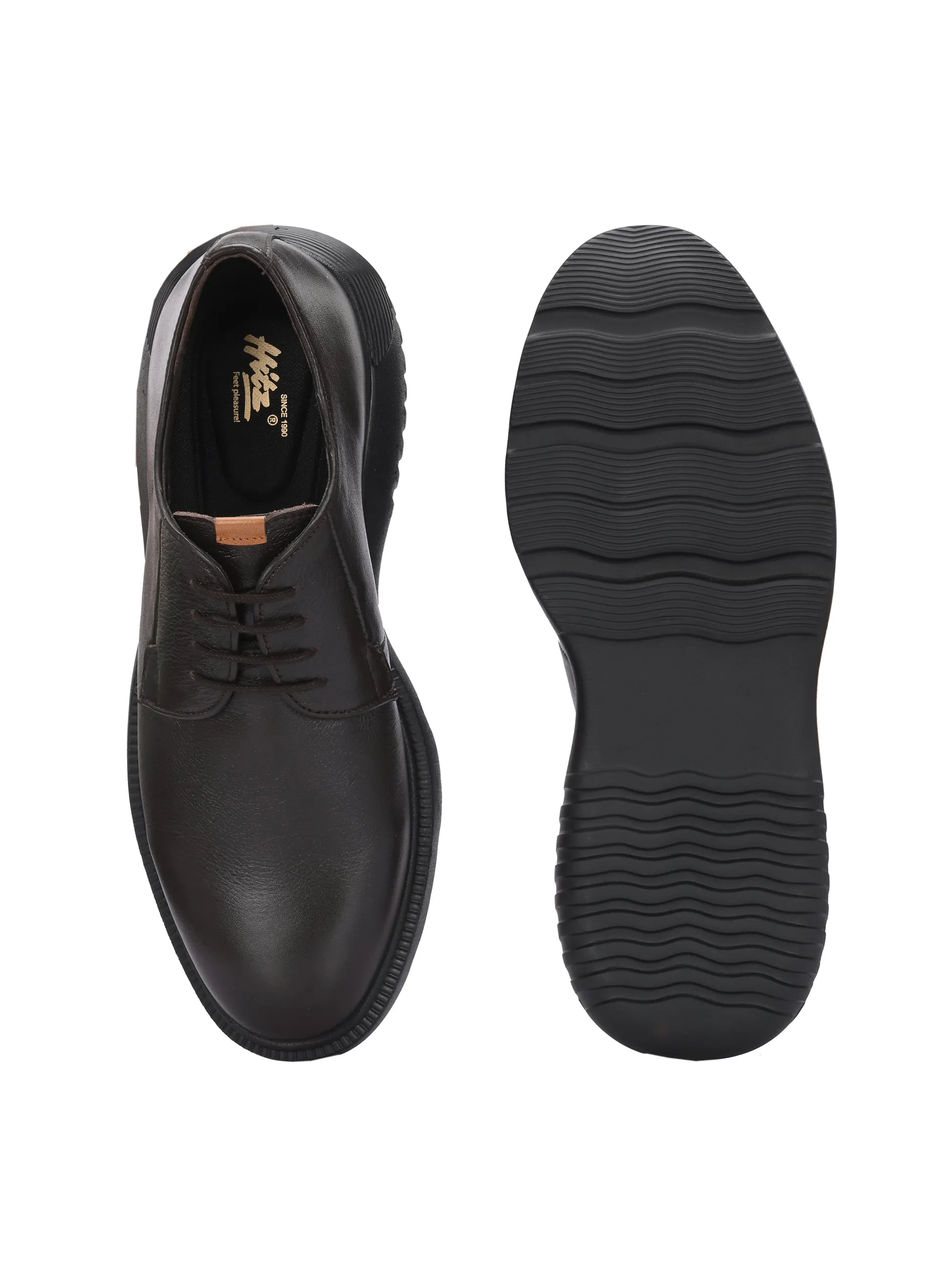 HITZ Men's Brown Leather Casual Lace Up Shoes
