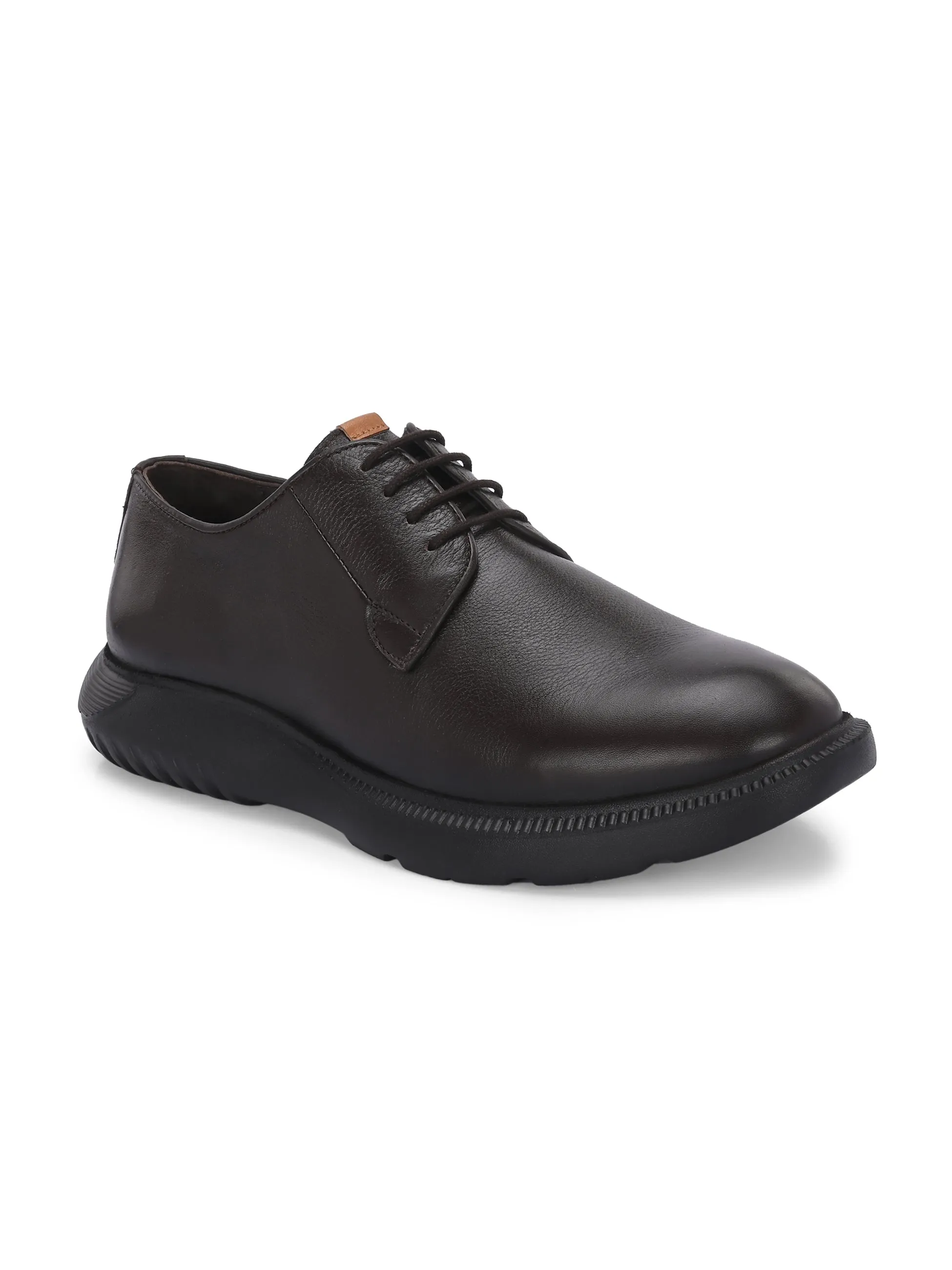 HITZ Men's Brown Leather Casual Lace Up Shoes