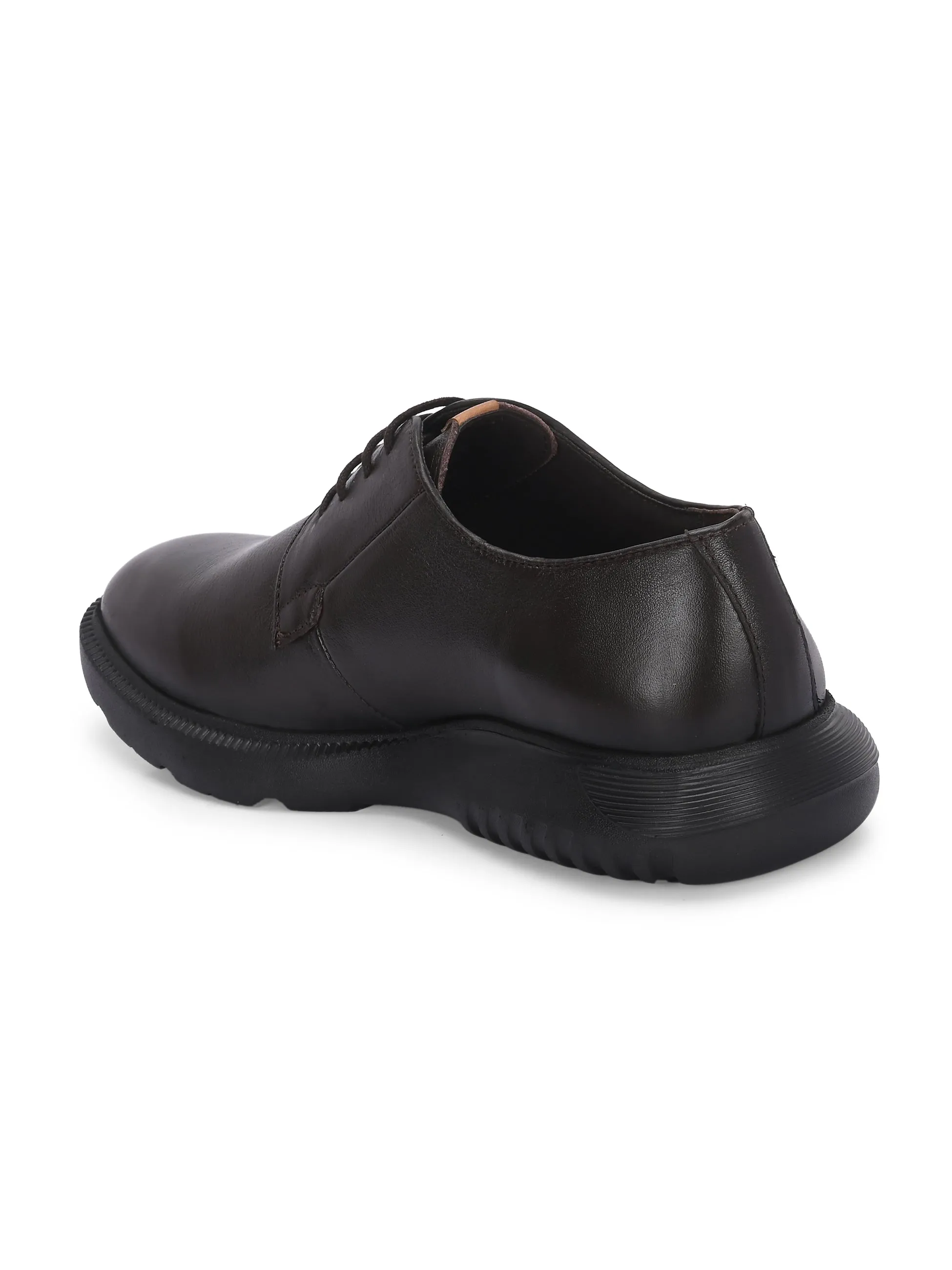 HITZ Men's Brown Leather Casual Lace Up Shoes
