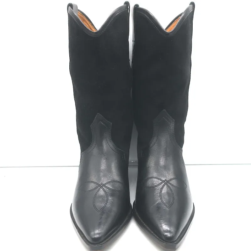 Isabel Marant Dandrea Western Boots Black Leather & Suede Size 39