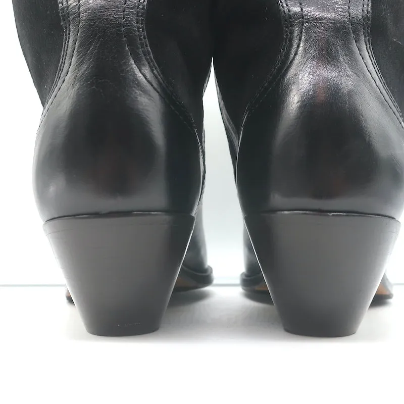 Isabel Marant Dandrea Western Boots Black Leather & Suede Size 39