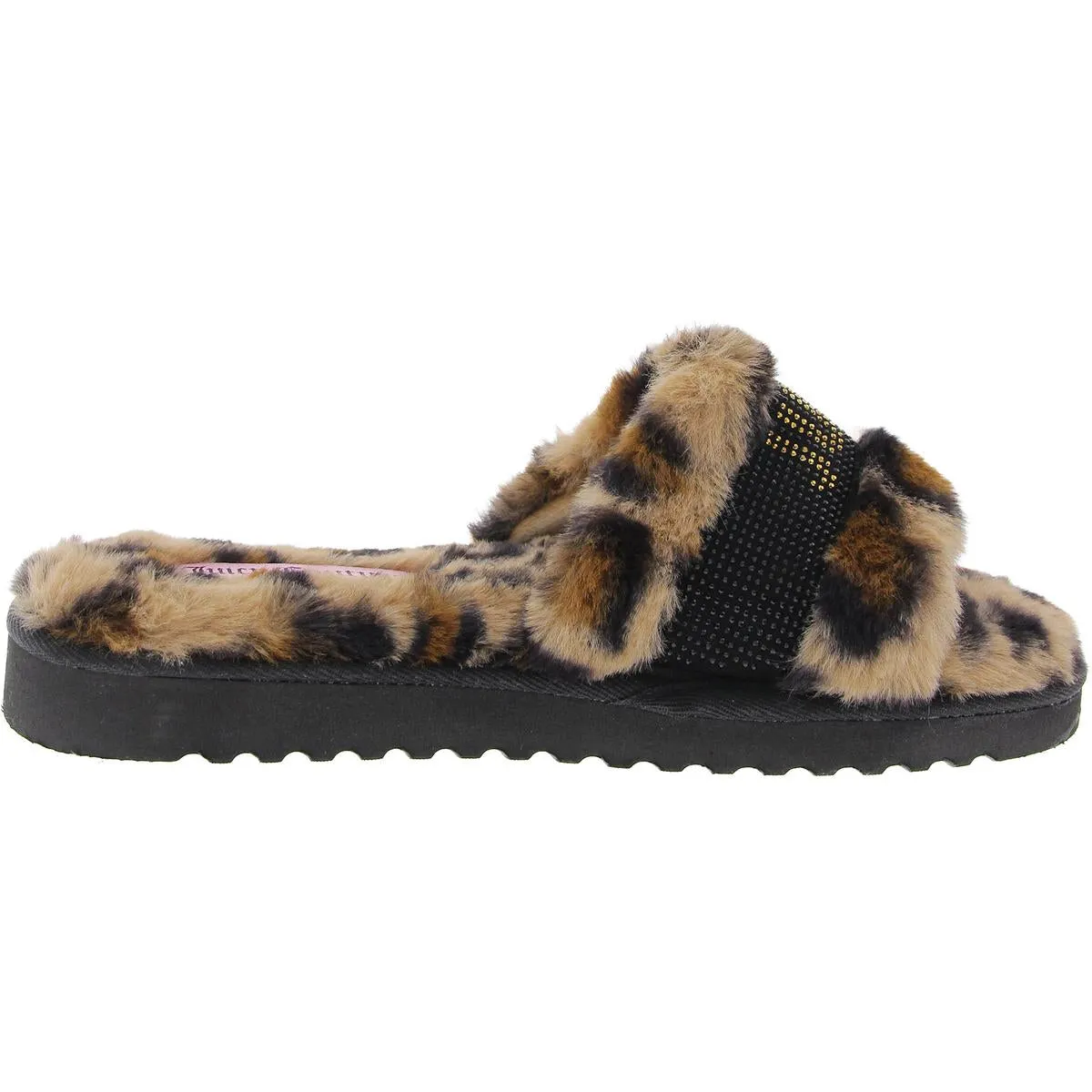 JCHALO Womens Logo Faux Fur Slide Slippers