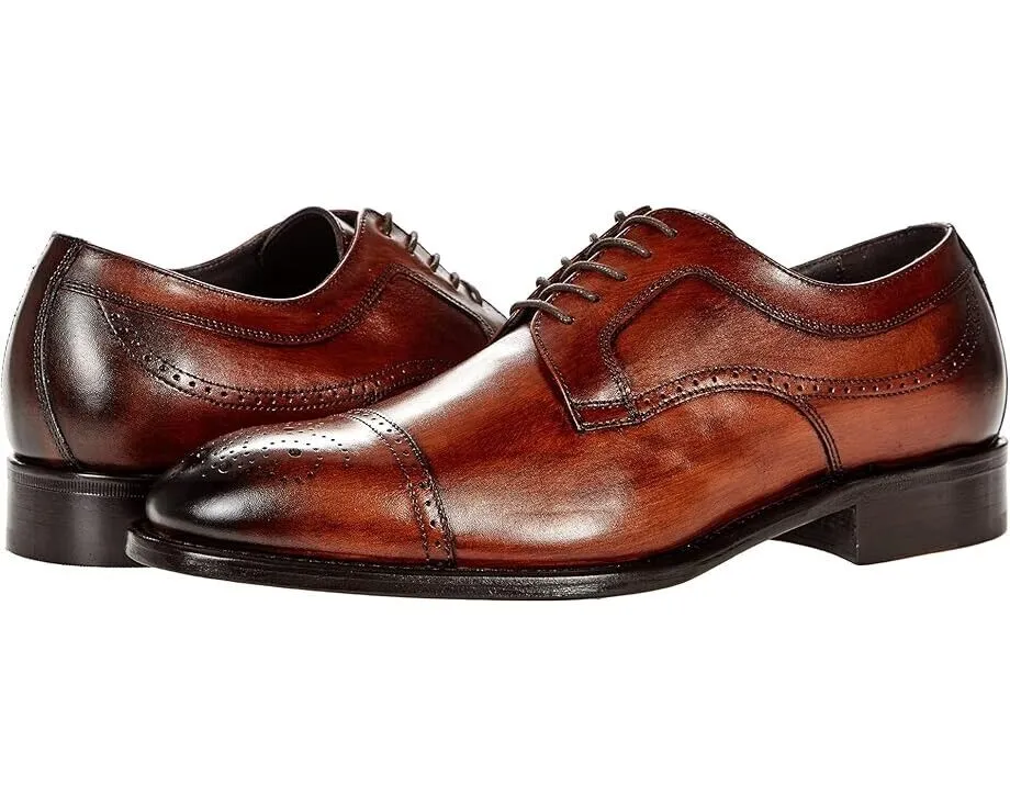 Johnston & Murphy Ellsworth Cap Toe Oxfords Men's 10 Brown Leather Shoes ZPO1557