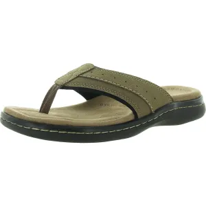 Laguna Mens Memory Foam Faux Leather Flip-Flops