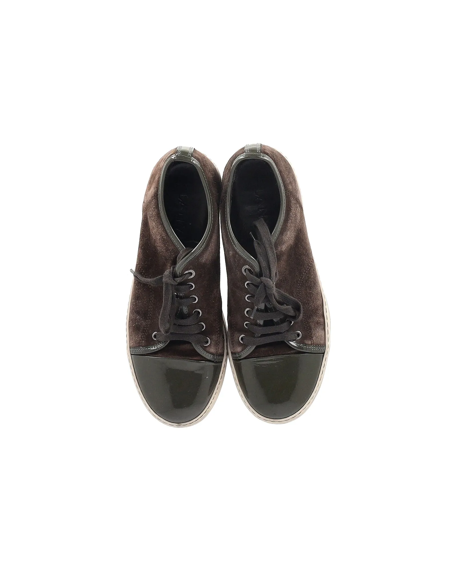 Lanvin Classic Tennis Sneakers in Brown Suede