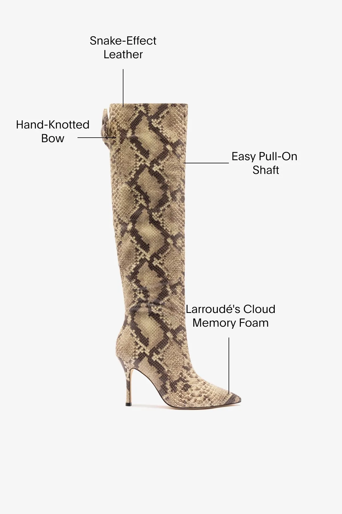Larroudé for LoveShackFancy Boot Bow In Snake Print Leather
