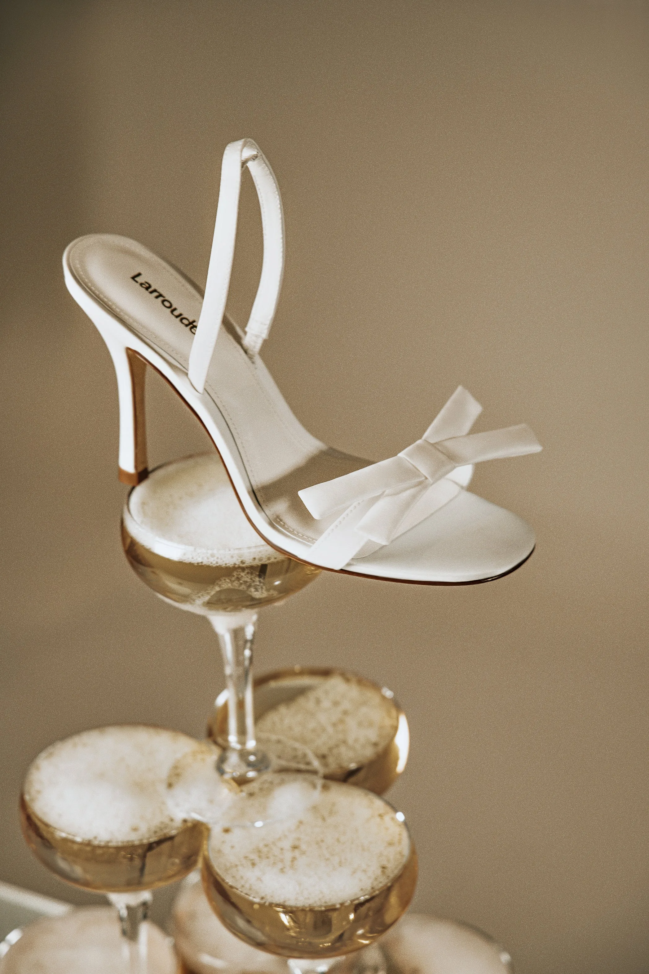 Larroudé x Markarian Bridal Sandal In White Satin