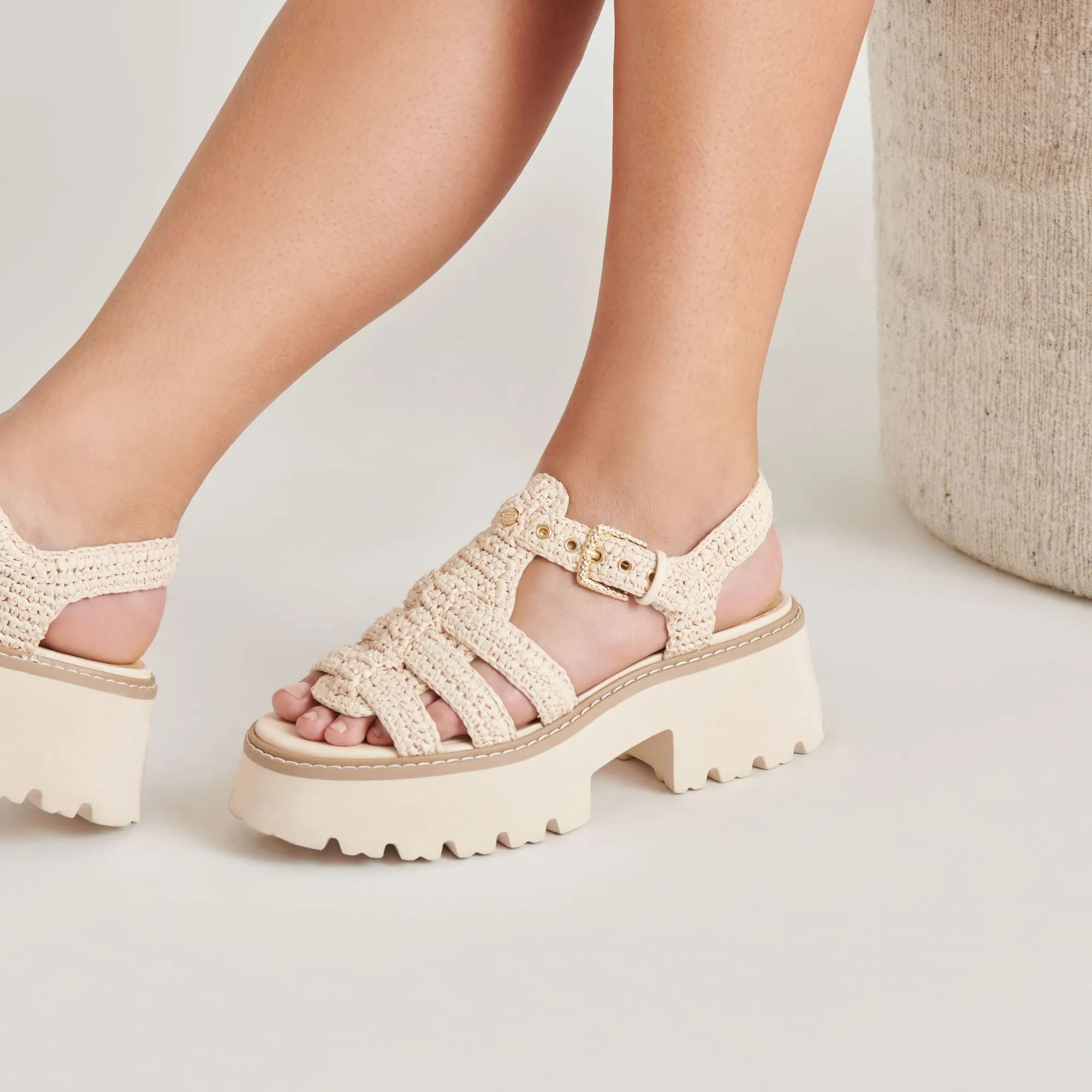 LATICE SANDALS OATMEAL KNIT