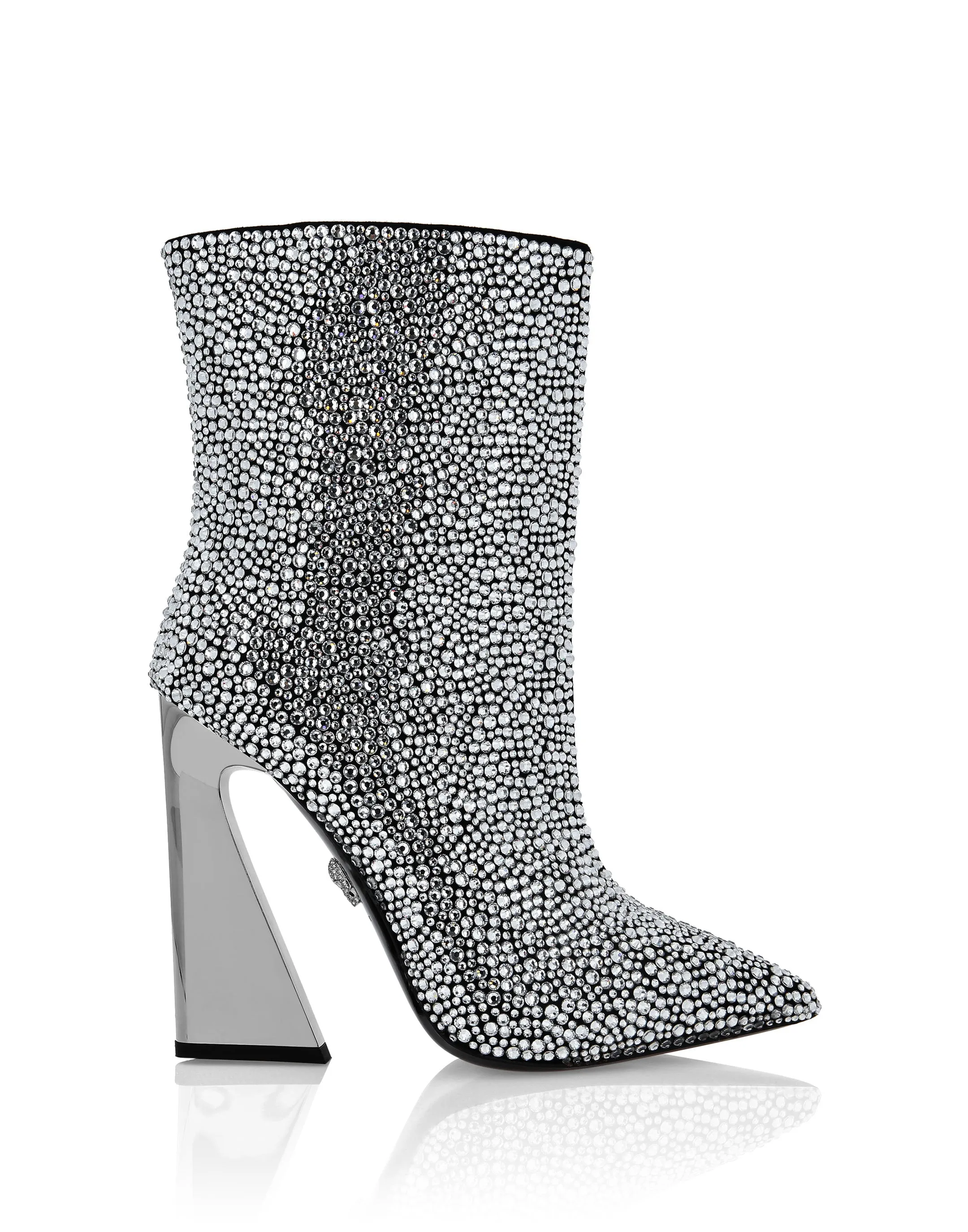 Leather Boots High Heels Mid Stones