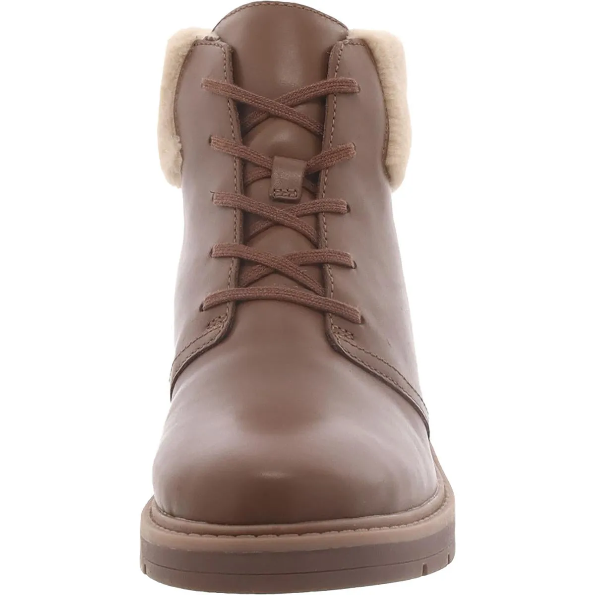 Leighly Lace Womens Leather Faux Fur Trim Ankle Boots
