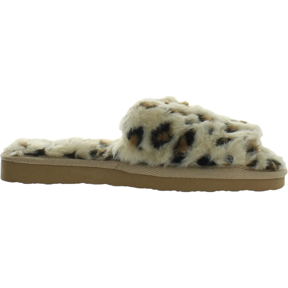 Lolo Womens Animal Print Faux Fur Slide Slippers