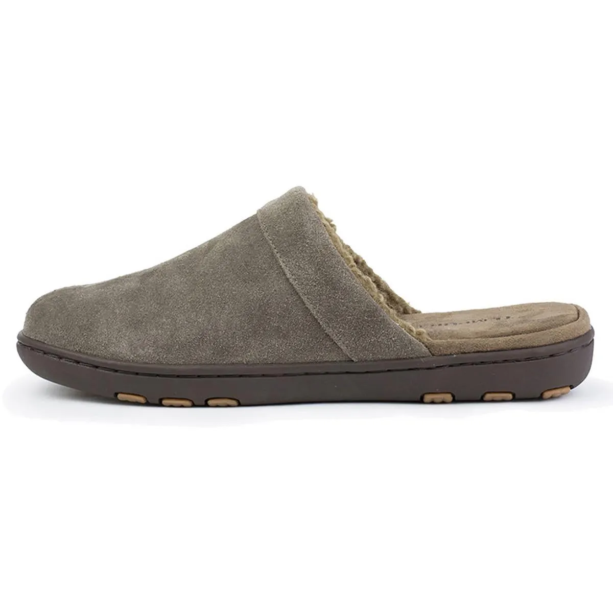 Lonny Mens Suede Faux Fur Scuff Slippers