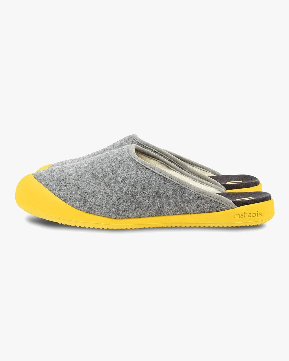 Mahabis Mule Slippers - Light Grey / Skane Yellow