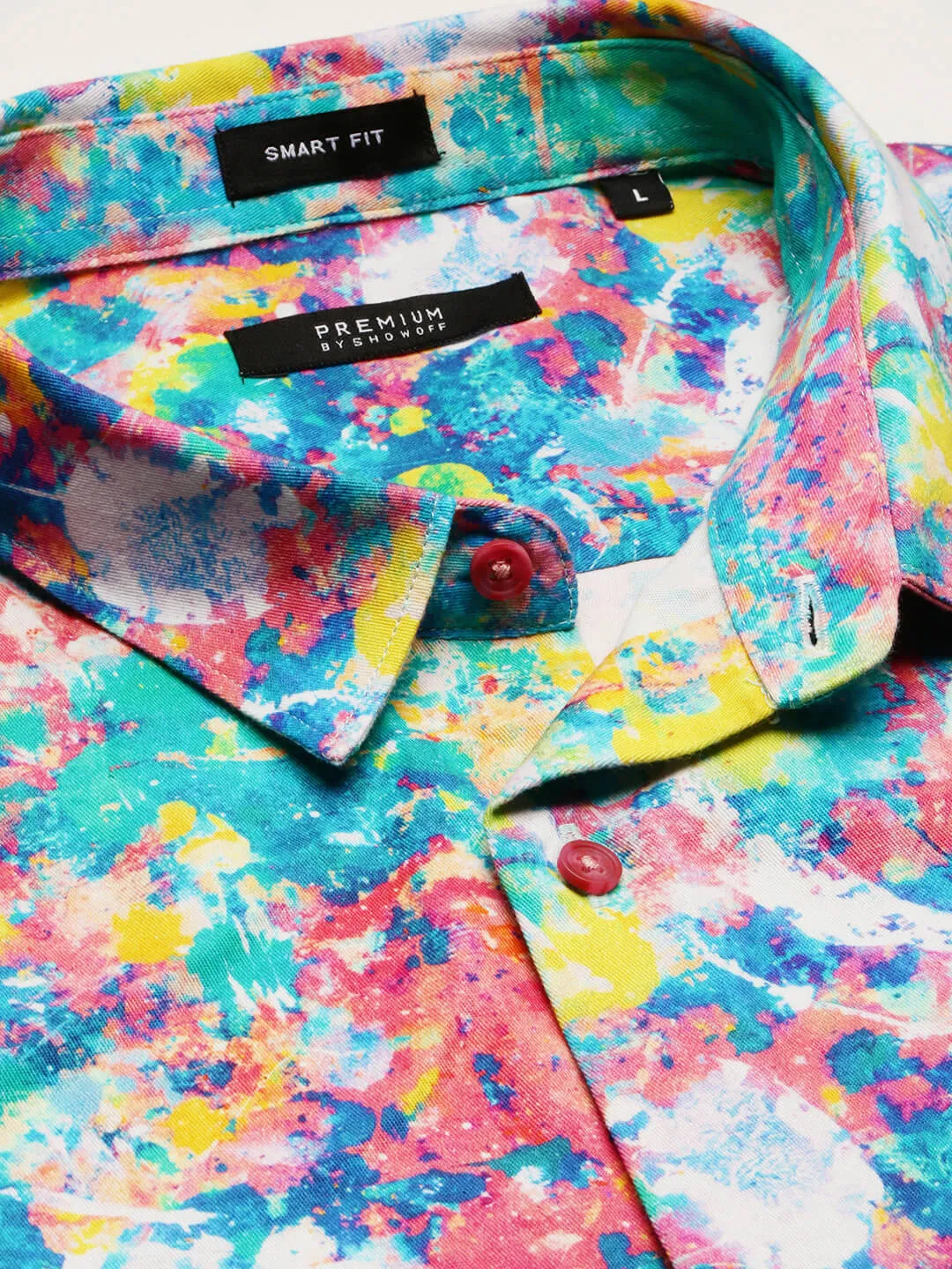 Men Blue Smart Slim Fit Abstract Printed Casual Shirt