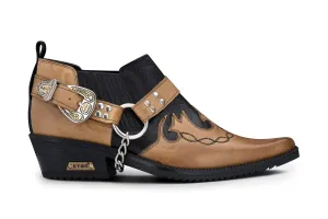 Men's Black/Tan Snakeskin Winklepicker Leather Western Shoes