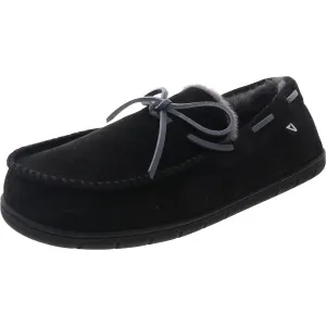 Mens Faux Fur Lined Faux Suede Moccasin Slippers