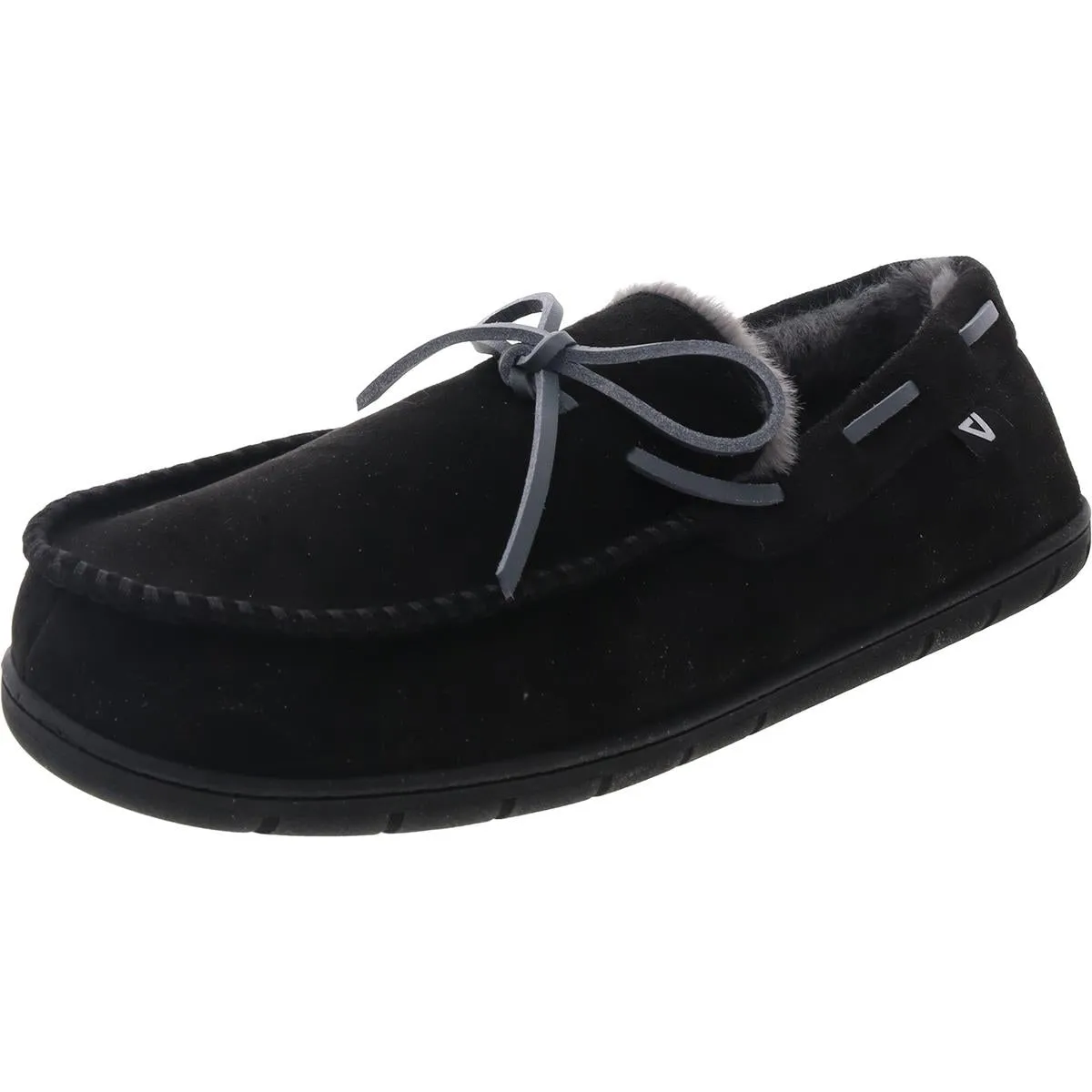 Mens Faux Fur Lined Faux Suede Moccasin Slippers