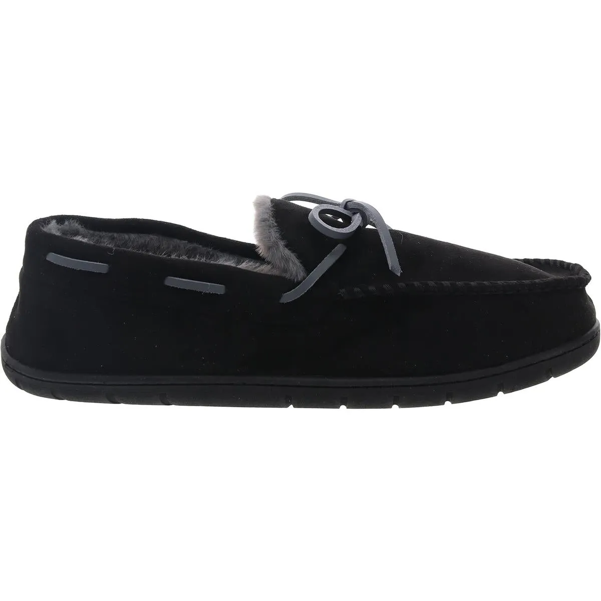 Mens Faux Fur Lined Faux Suede Moccasin Slippers