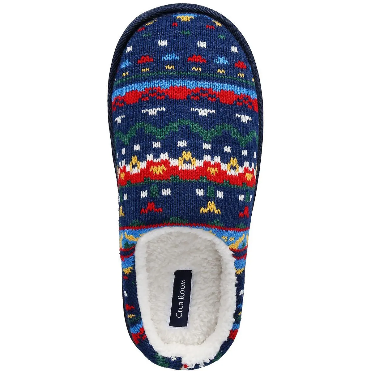 Mens Faux Fur Lined Knit Slide Slippers