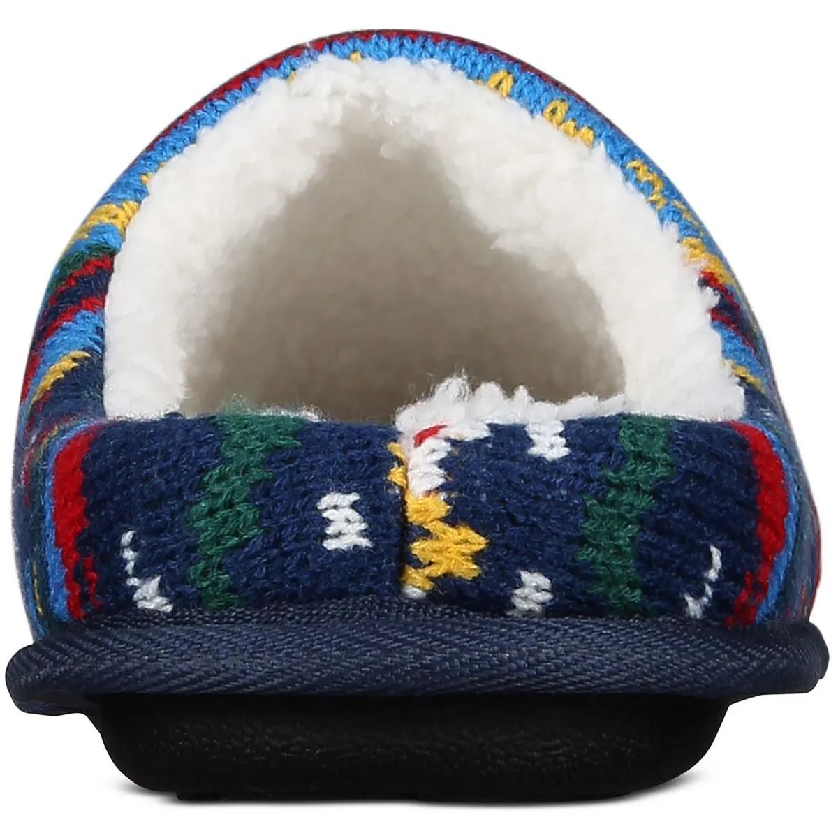 Mens Faux Fur Lined Knit Slide Slippers