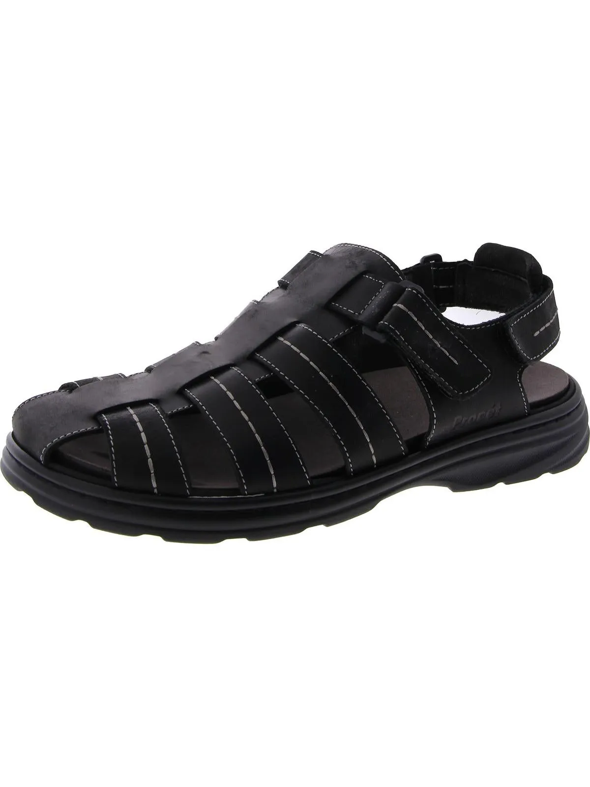 Mens Leather Closed Toe Fisherman Sandals