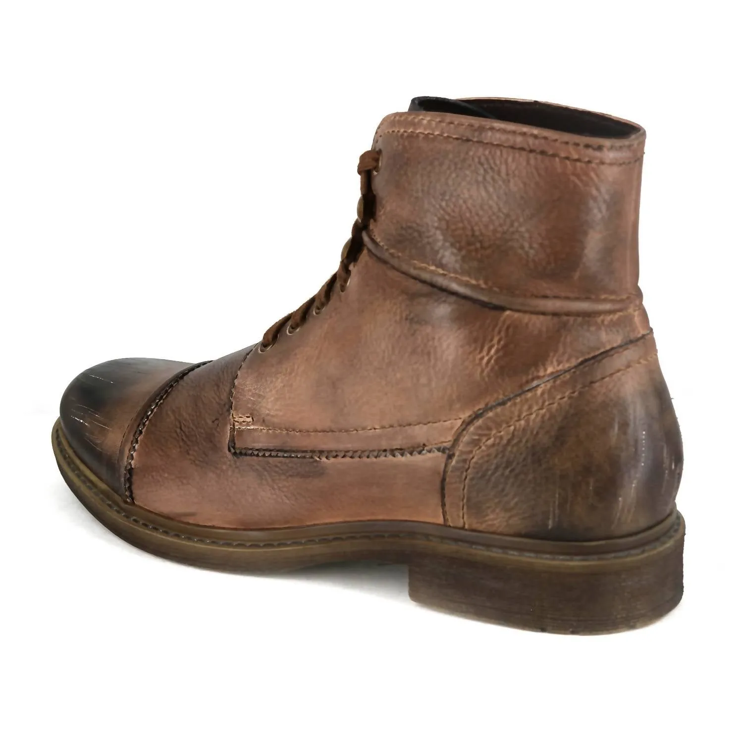 Men's Trey Leather Boot In Tan Black Scorched