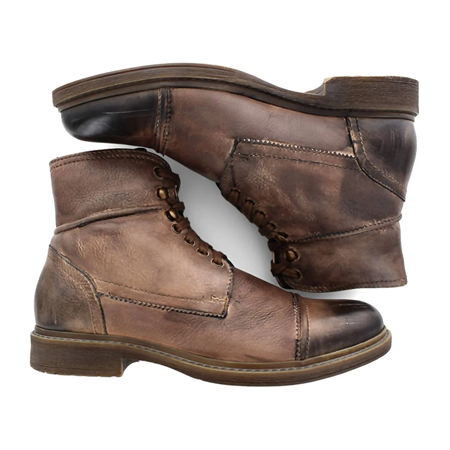 Men's Trey Leather Boot In Tan Black Scorched