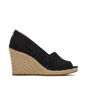 Michelle Black Metallic Linen Wedge Heel