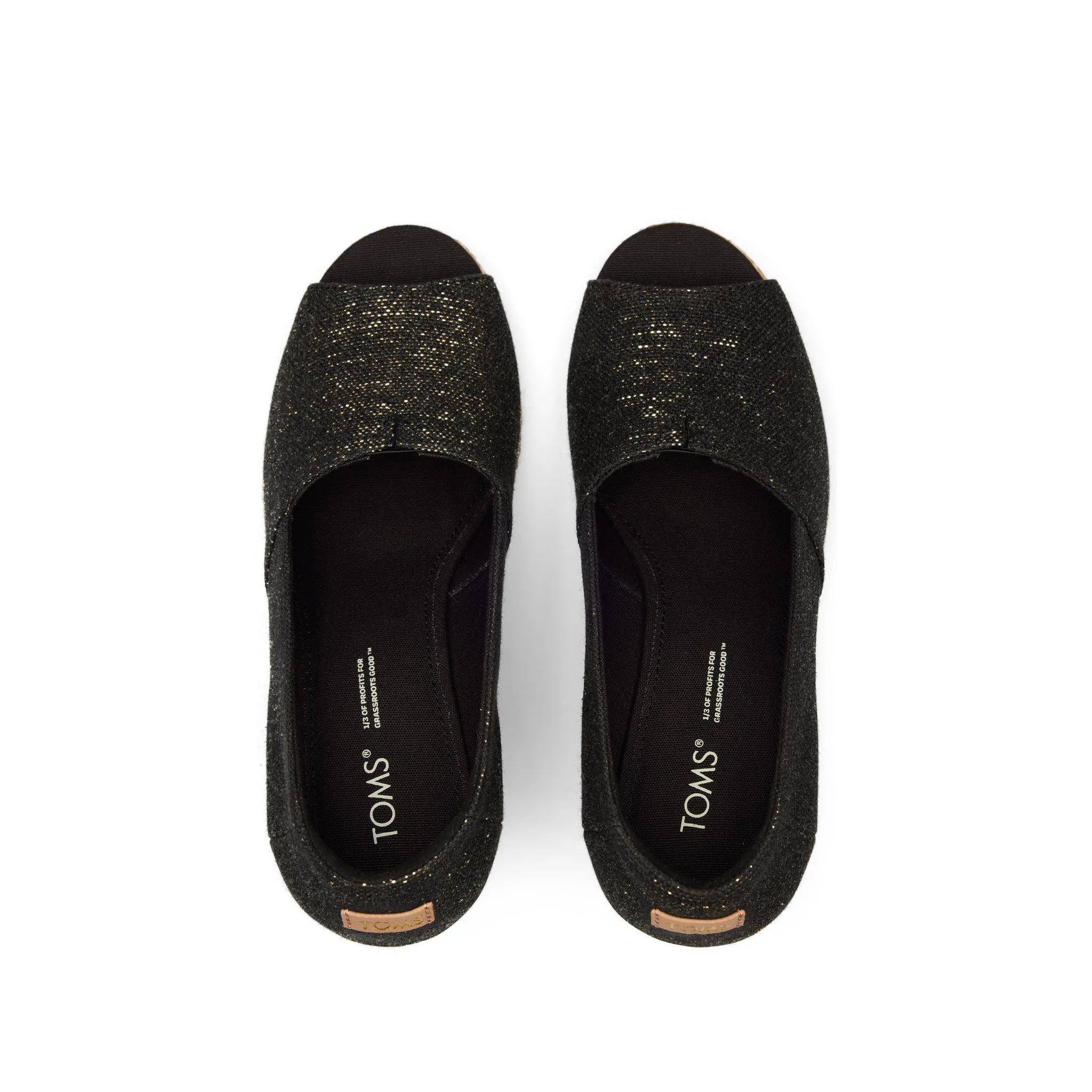 Michelle Black Metallic Linen Wedge Heel