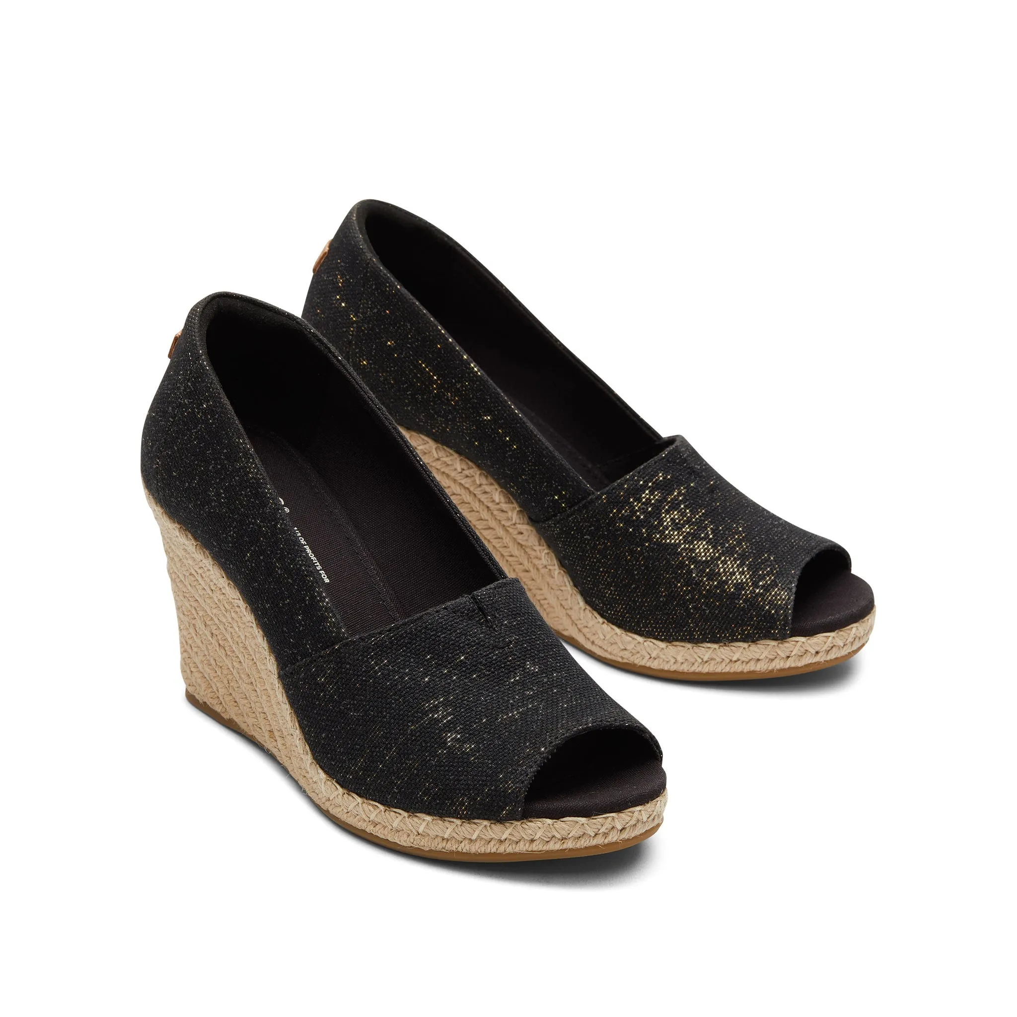 Michelle Black Metallic Linen Wedge Heel