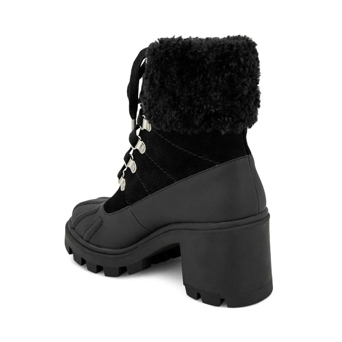 Mikayla Womens Leather Block Heel Combat & Lace-up Boots