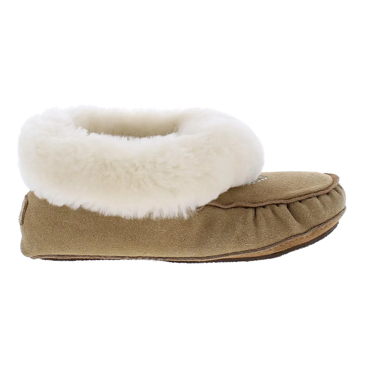 Navajo Mens Suede Shearling Lined Moccasin Slippers