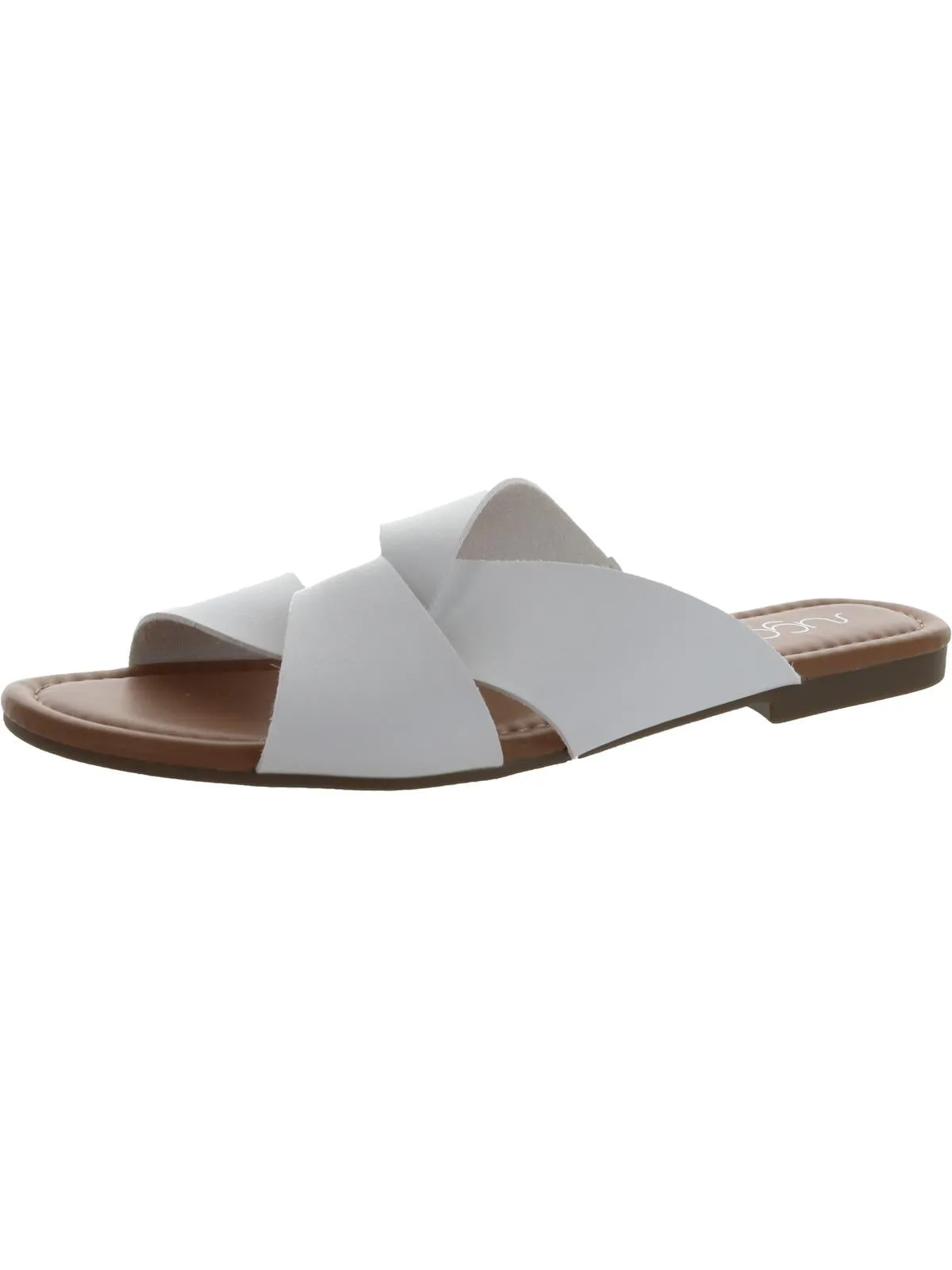 Olena Womens Faux Leather Slip On Flat Sandals