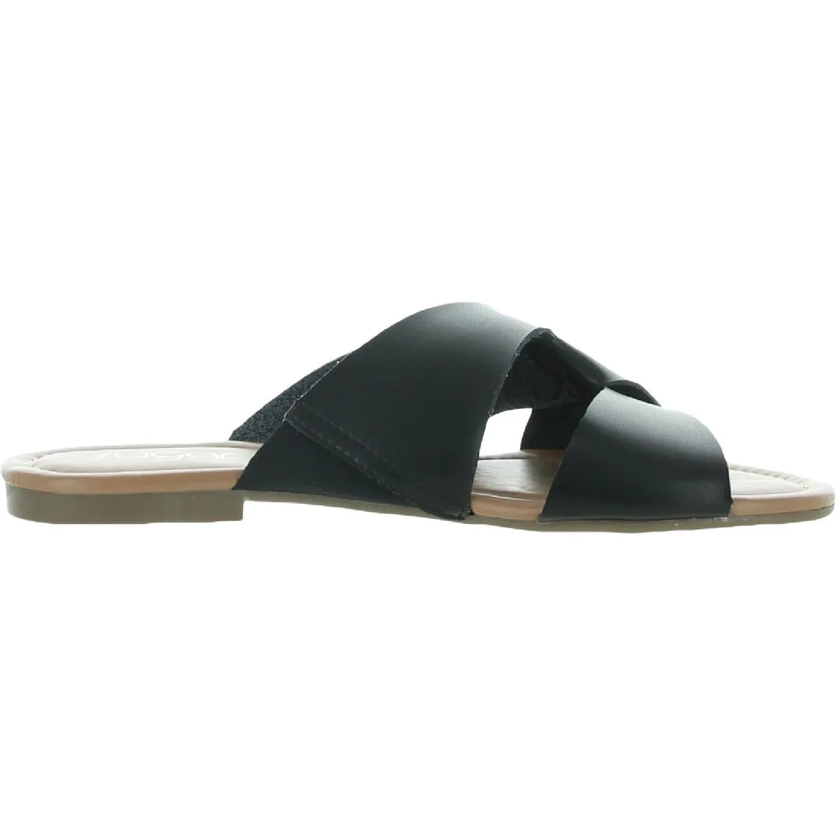 Olena Womens Faux Leather Slip On Flat Sandals