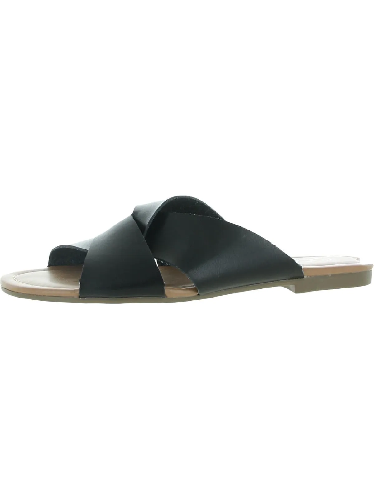 Olena Womens Faux Leather Slip On Flat Sandals