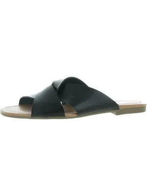 Olena Womens Faux Leather Slip On Flat Sandals
