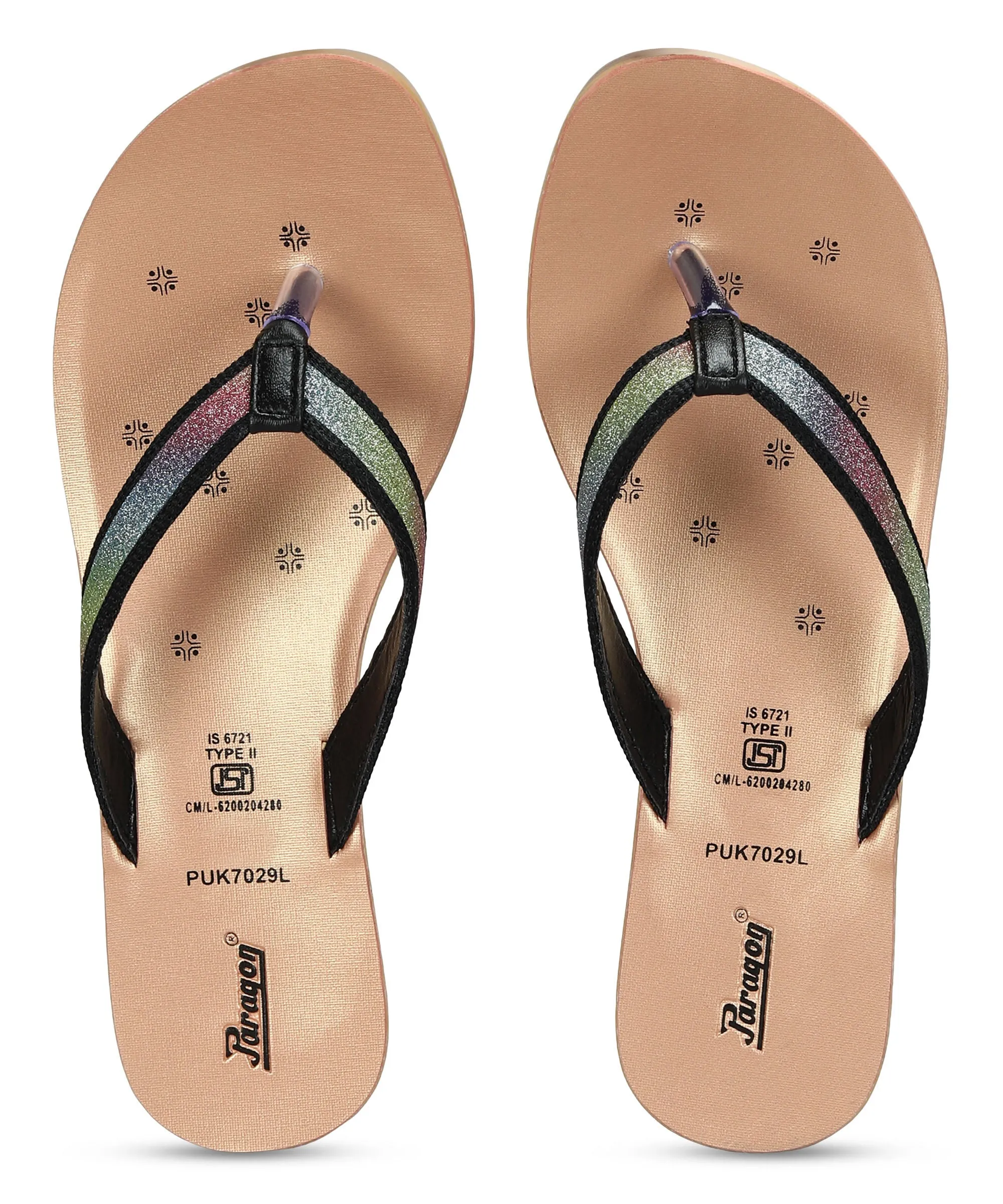Paragon Women's Slip On Flat Black Sandals | Durable Dailywear Sandals