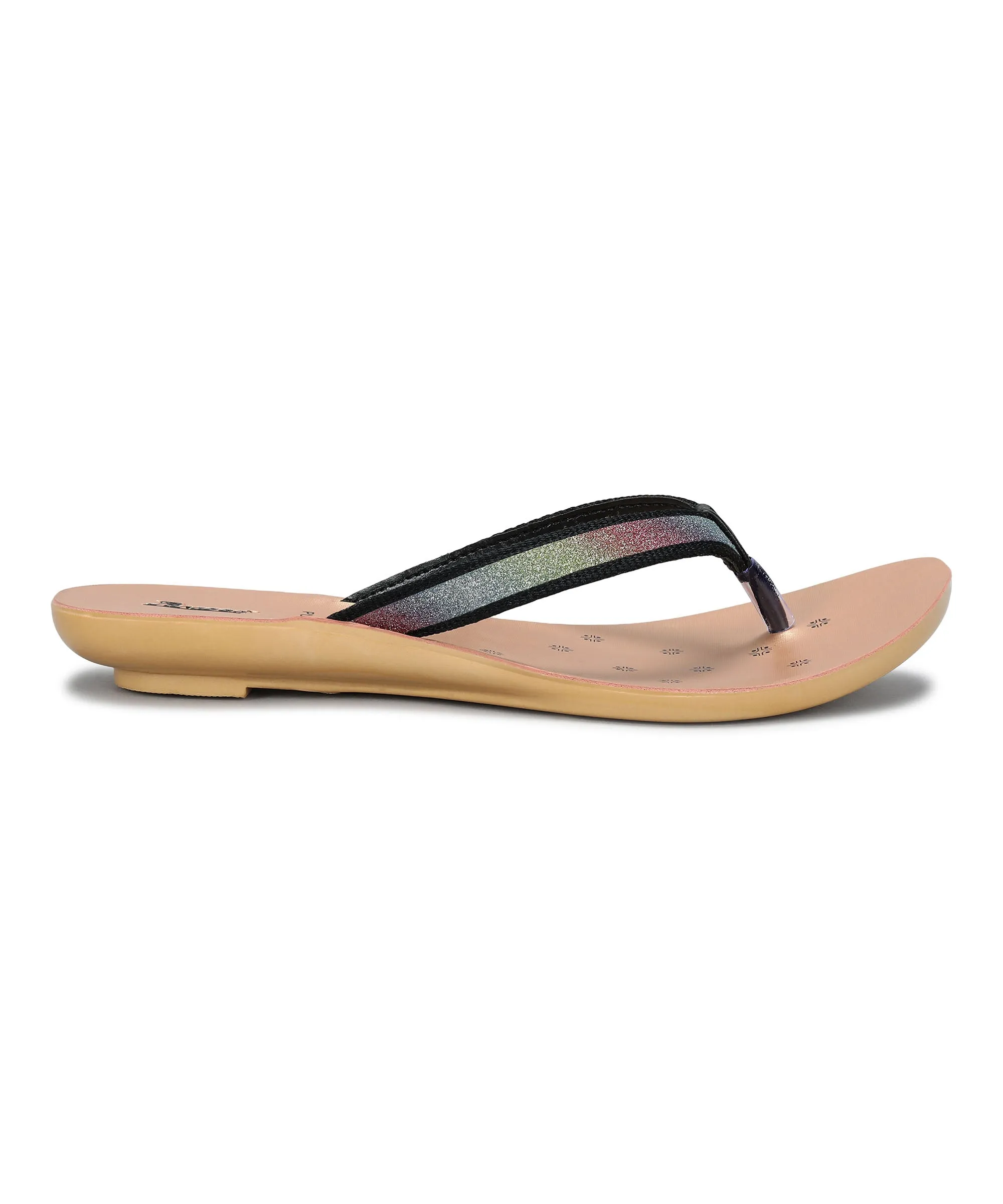 Paragon Women's Slip On Flat Black Sandals | Durable Dailywear Sandals